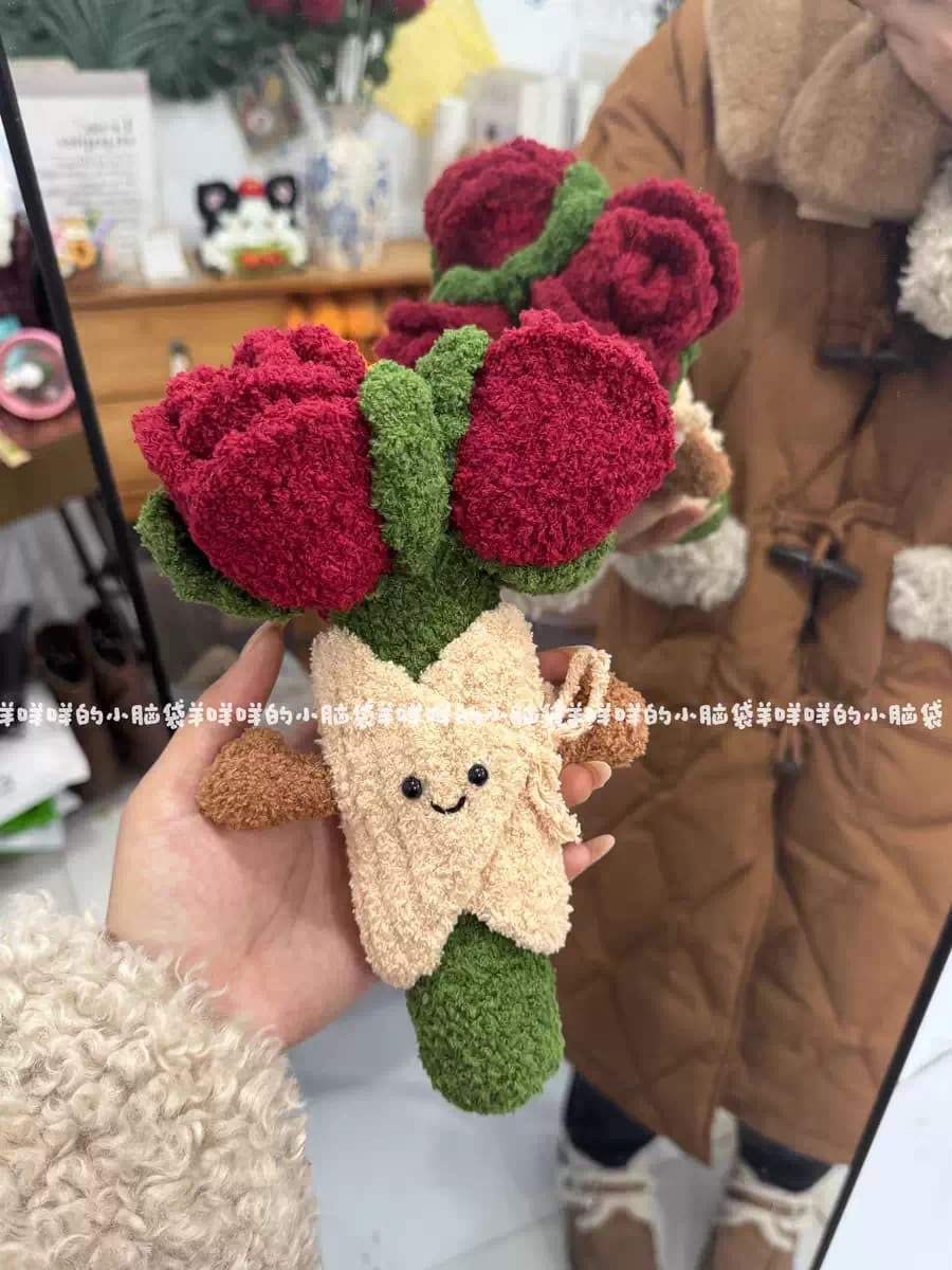 手捧花jellycat简单玫瑰花束