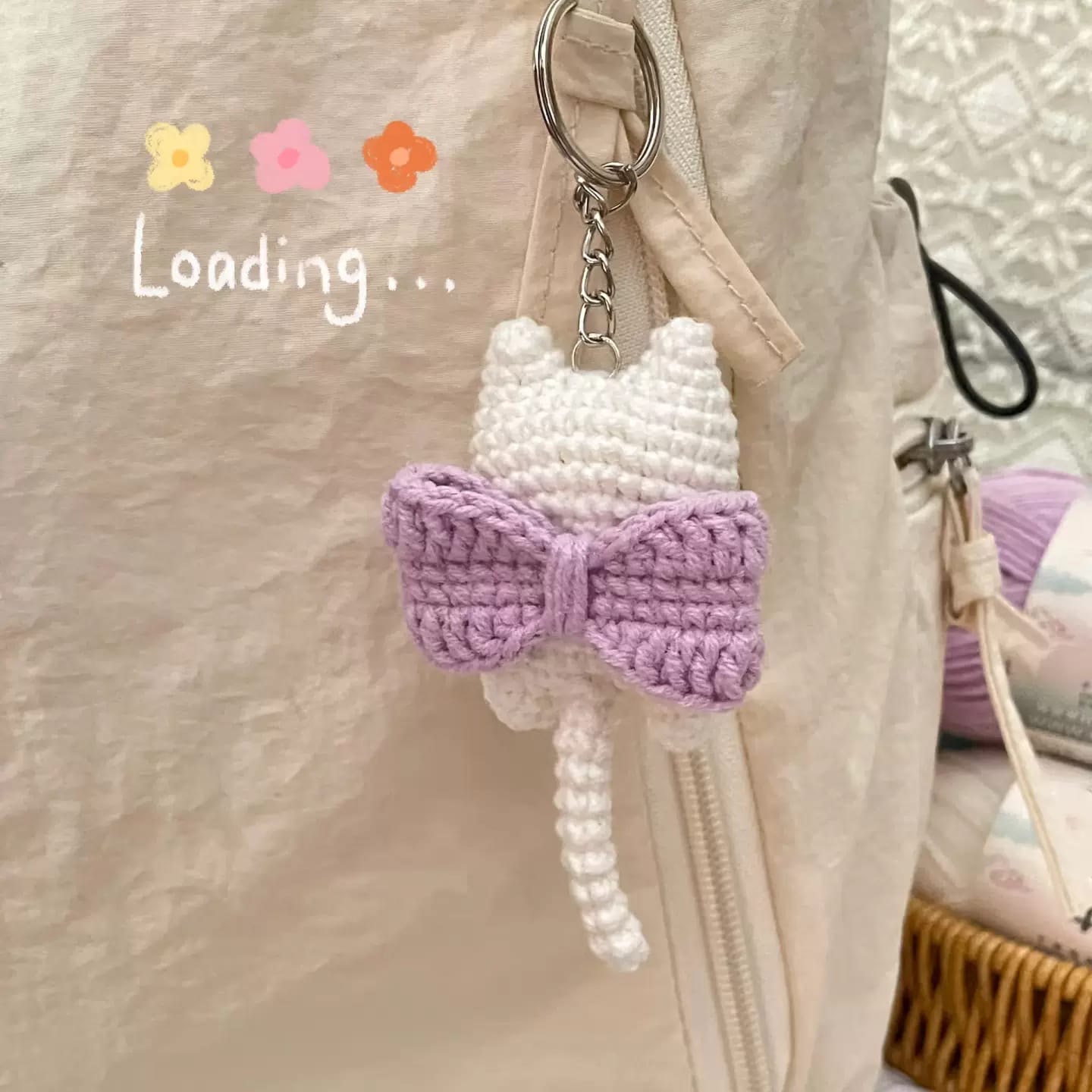 蝴蝶结小猫钥匙扣挂件