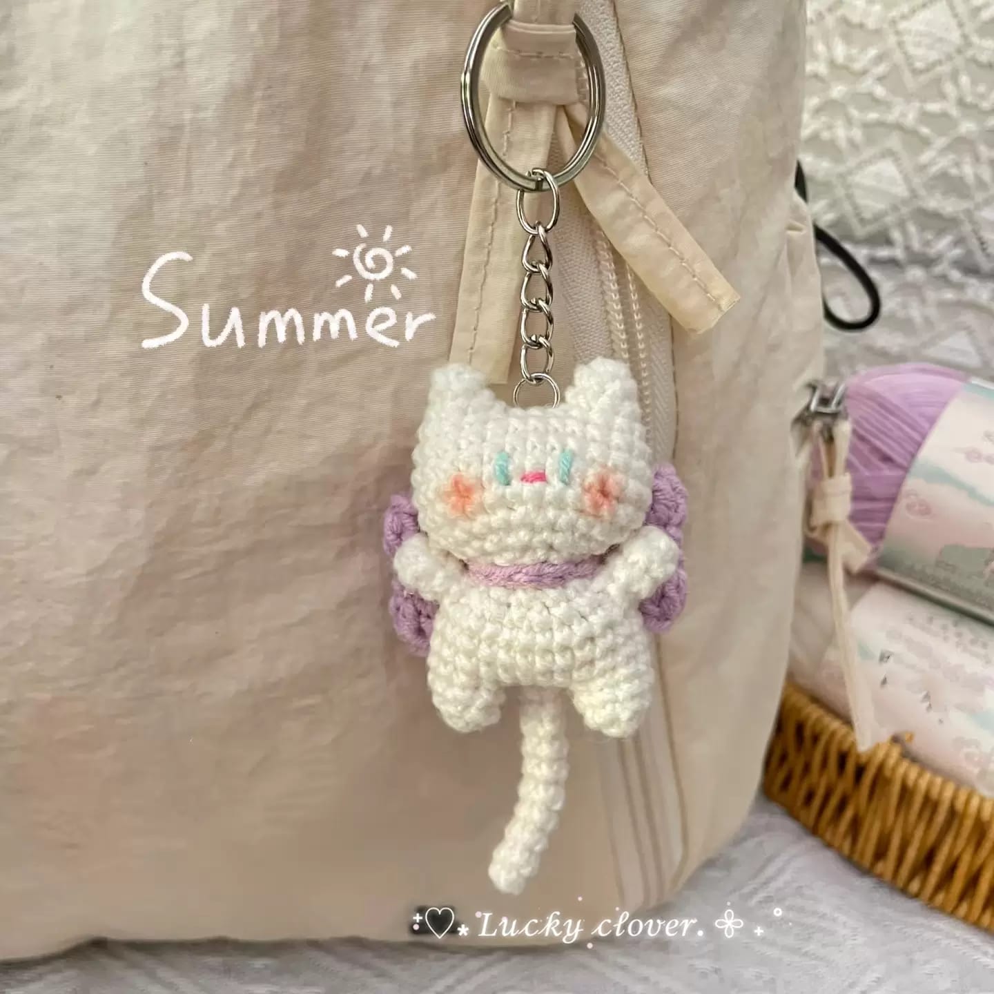 蝴蝶结小猫钥匙扣挂件