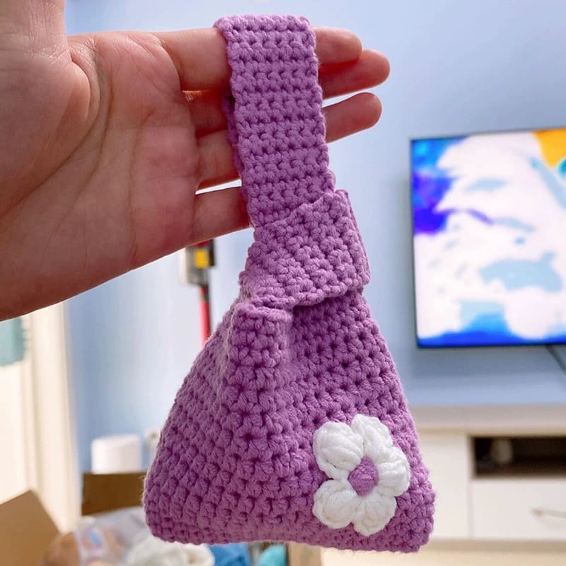Puff Flower Wrist Bag Earphone Case Bag