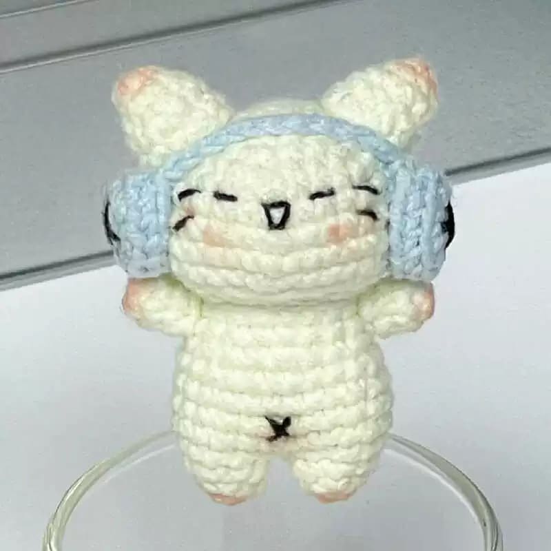 耳机小猫挂件 小黑猫包钥匙挂