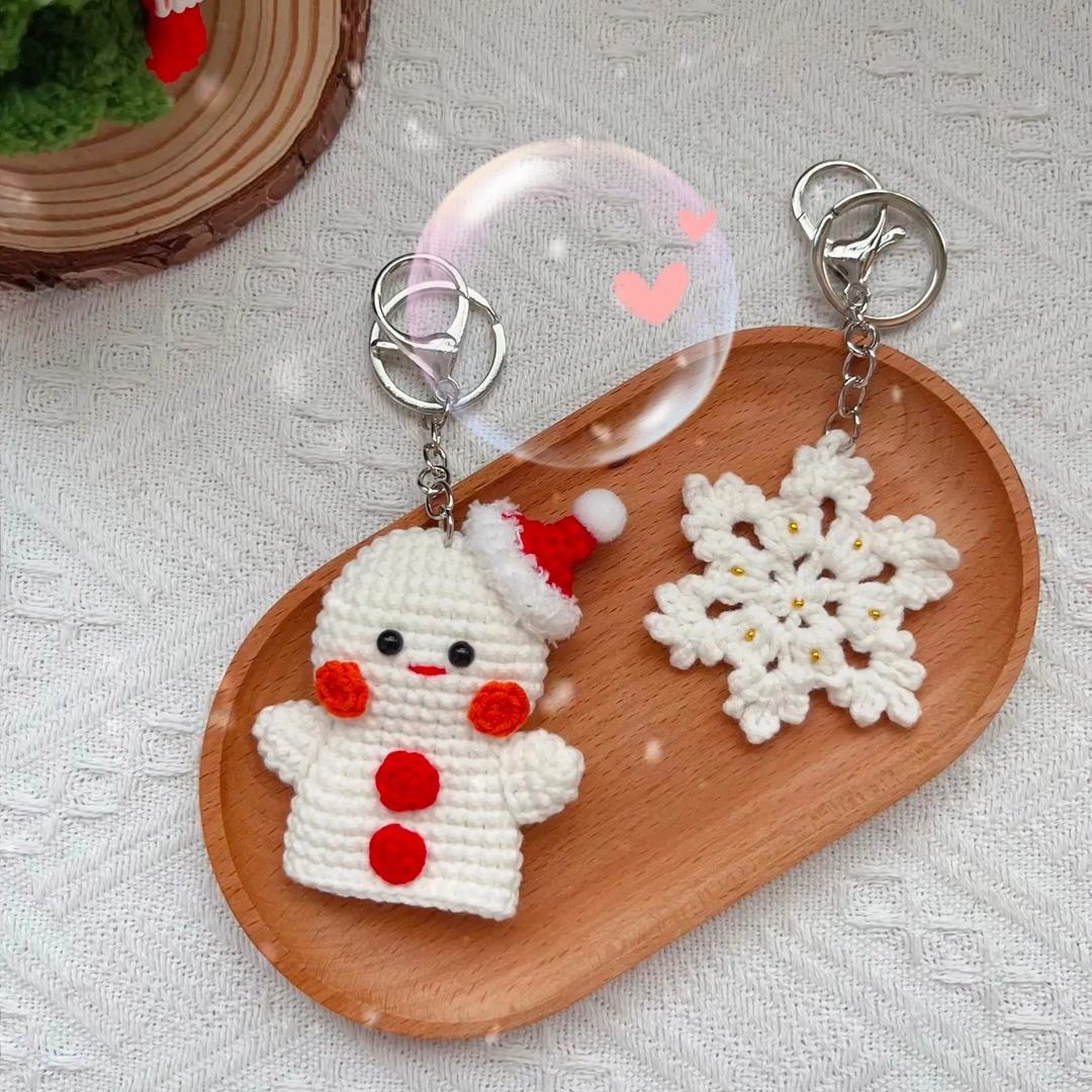 红帽子小雪人雪花挂件