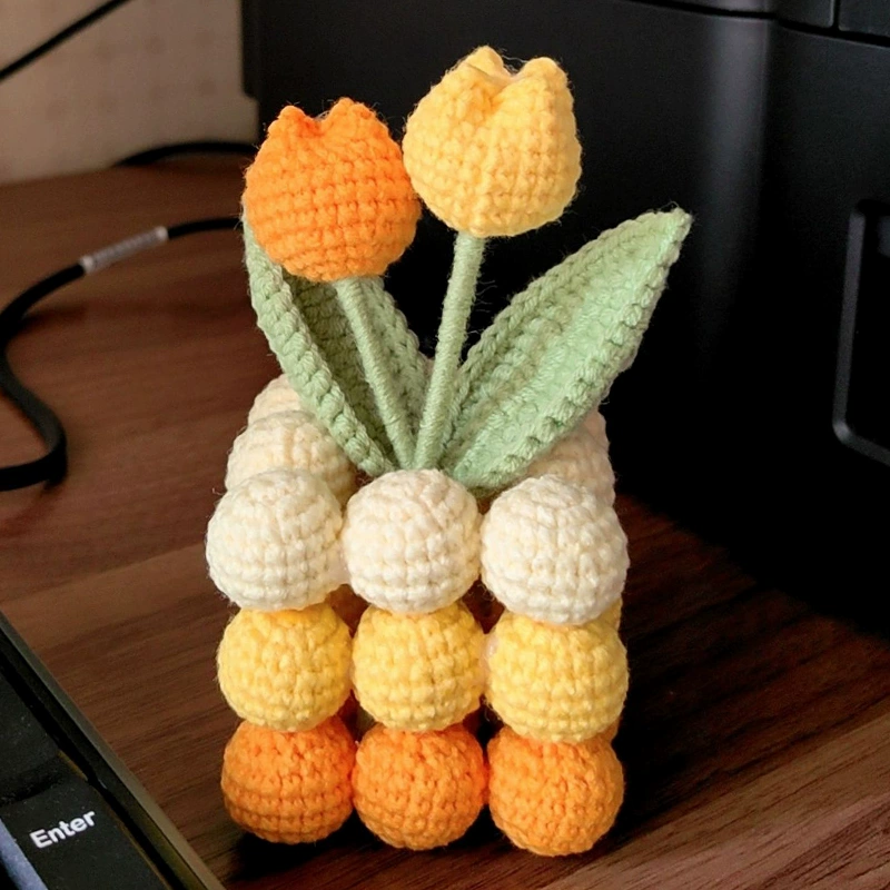 Artificial Tulip Bouquet Cube Desktop Decoration