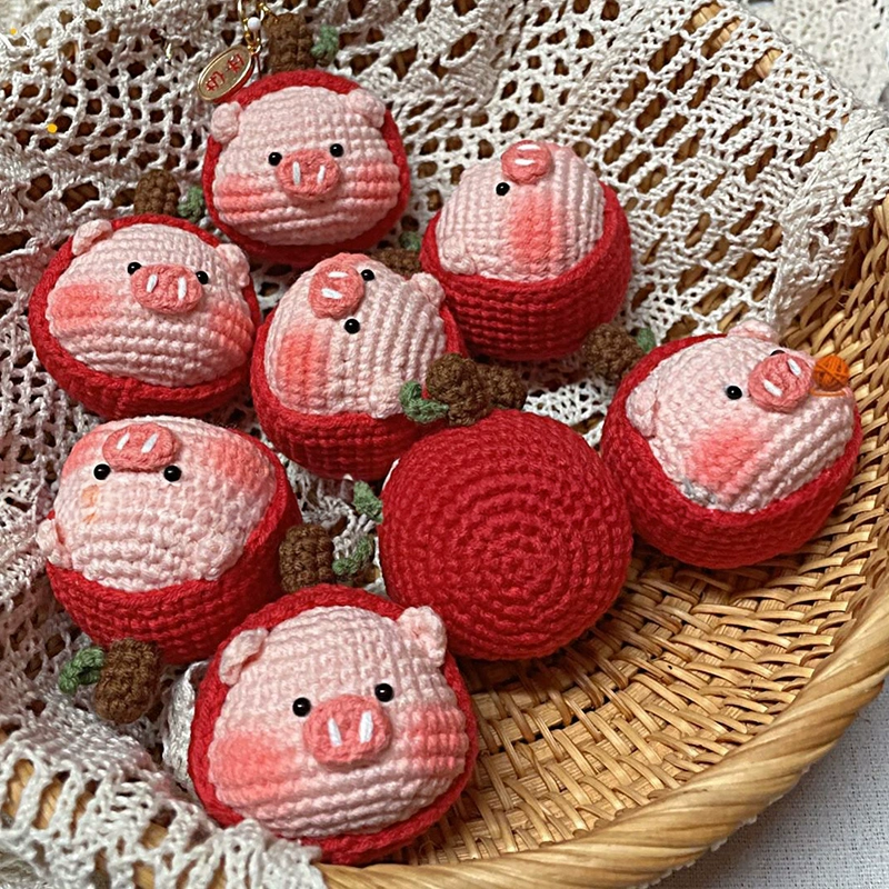 Apple Pig Head Keychain Festival