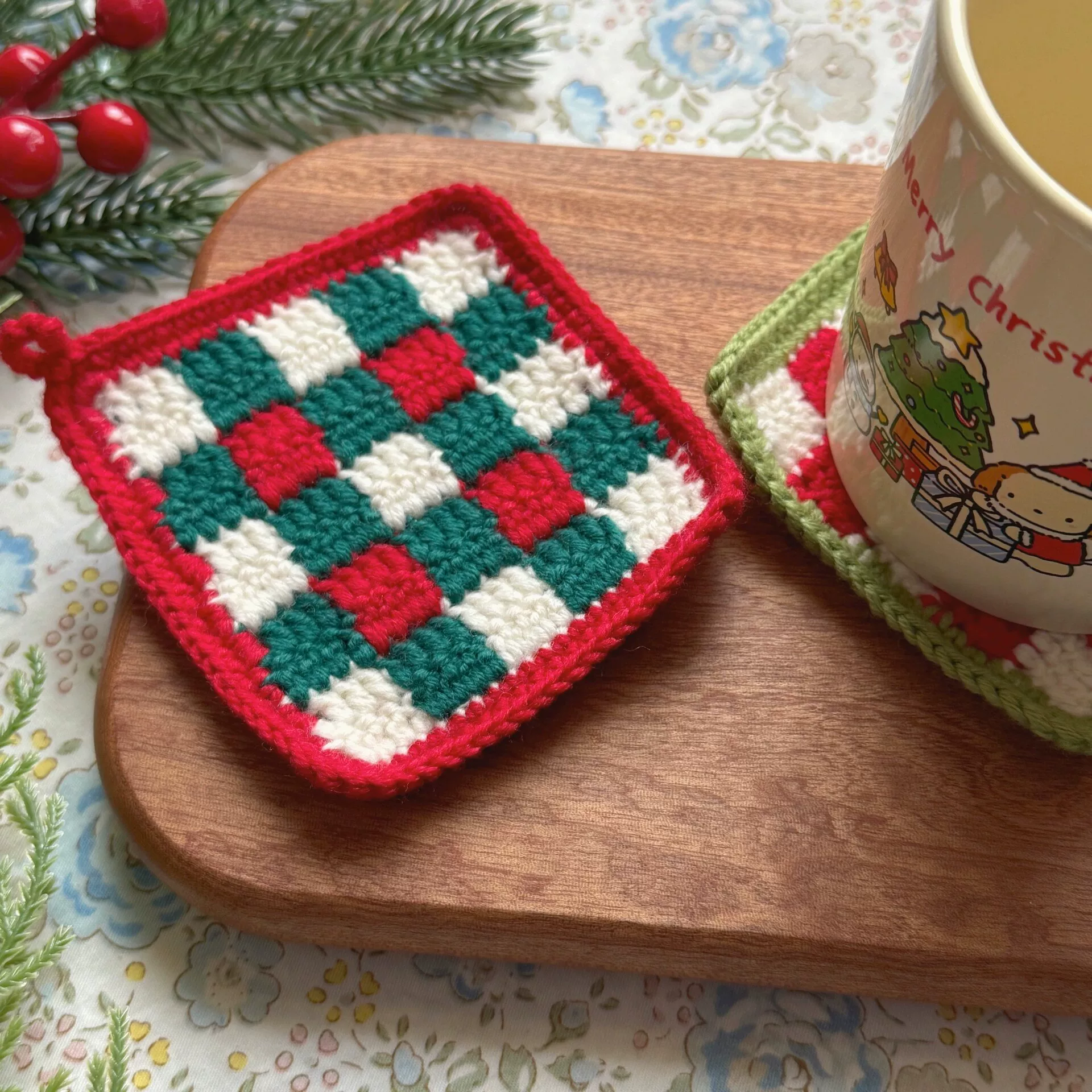 Checkered Coaster Holiday Waterproof Insulated