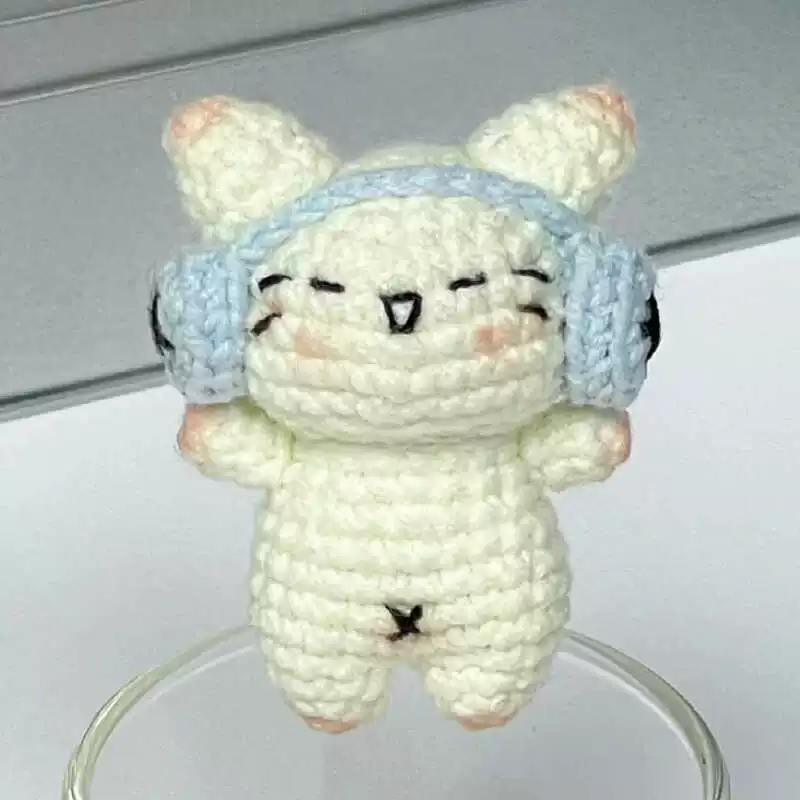 耳机小猫挂件 小黑猫包钥匙挂