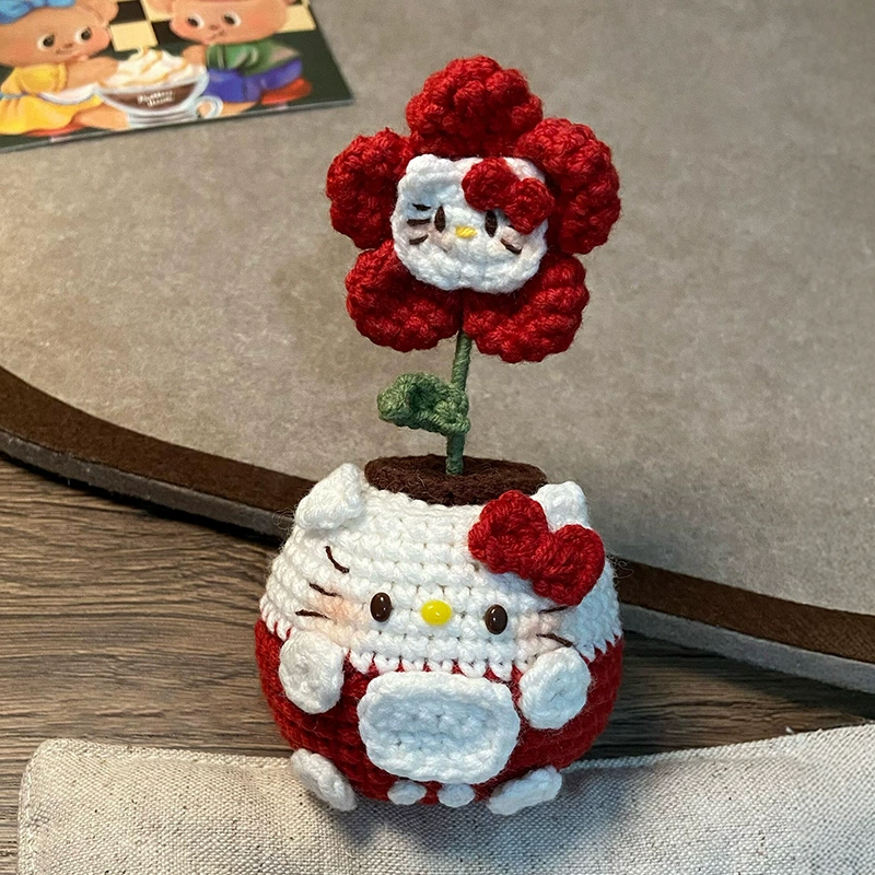迷你kitty猫花盆钥匙扣 盆栽摆件包挂件