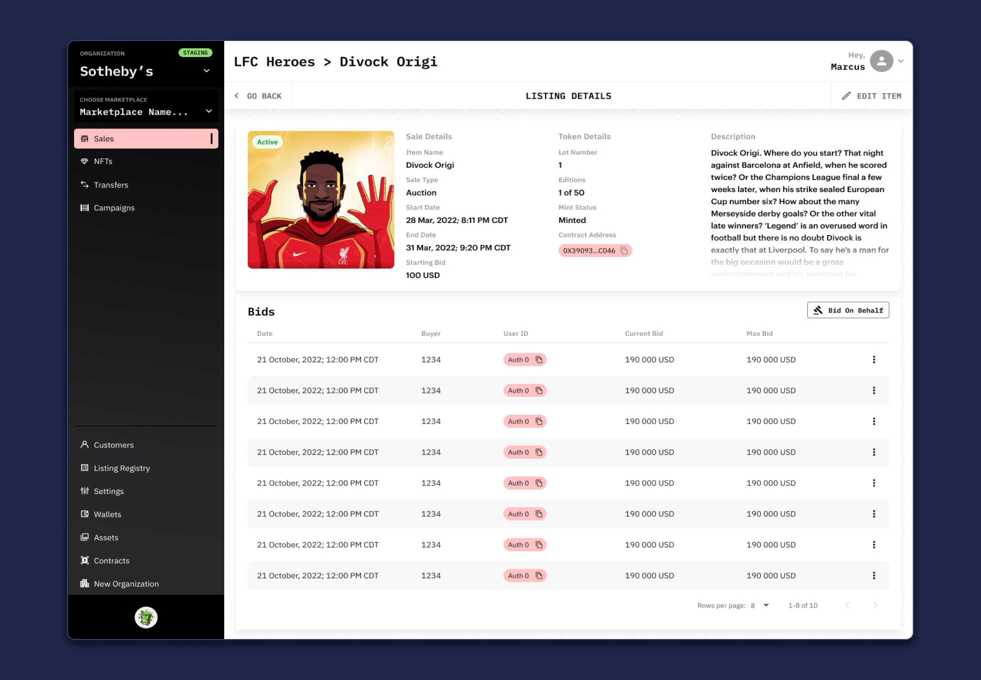 mint v1 sales page item view
