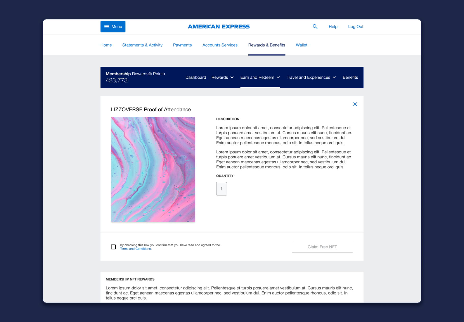 AMEX redeem rewards screen