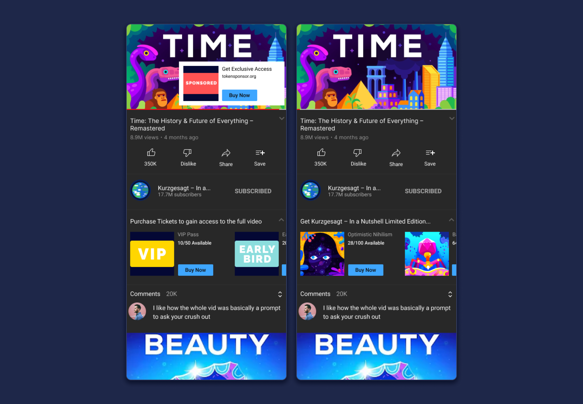 Youtube gated content mobile view