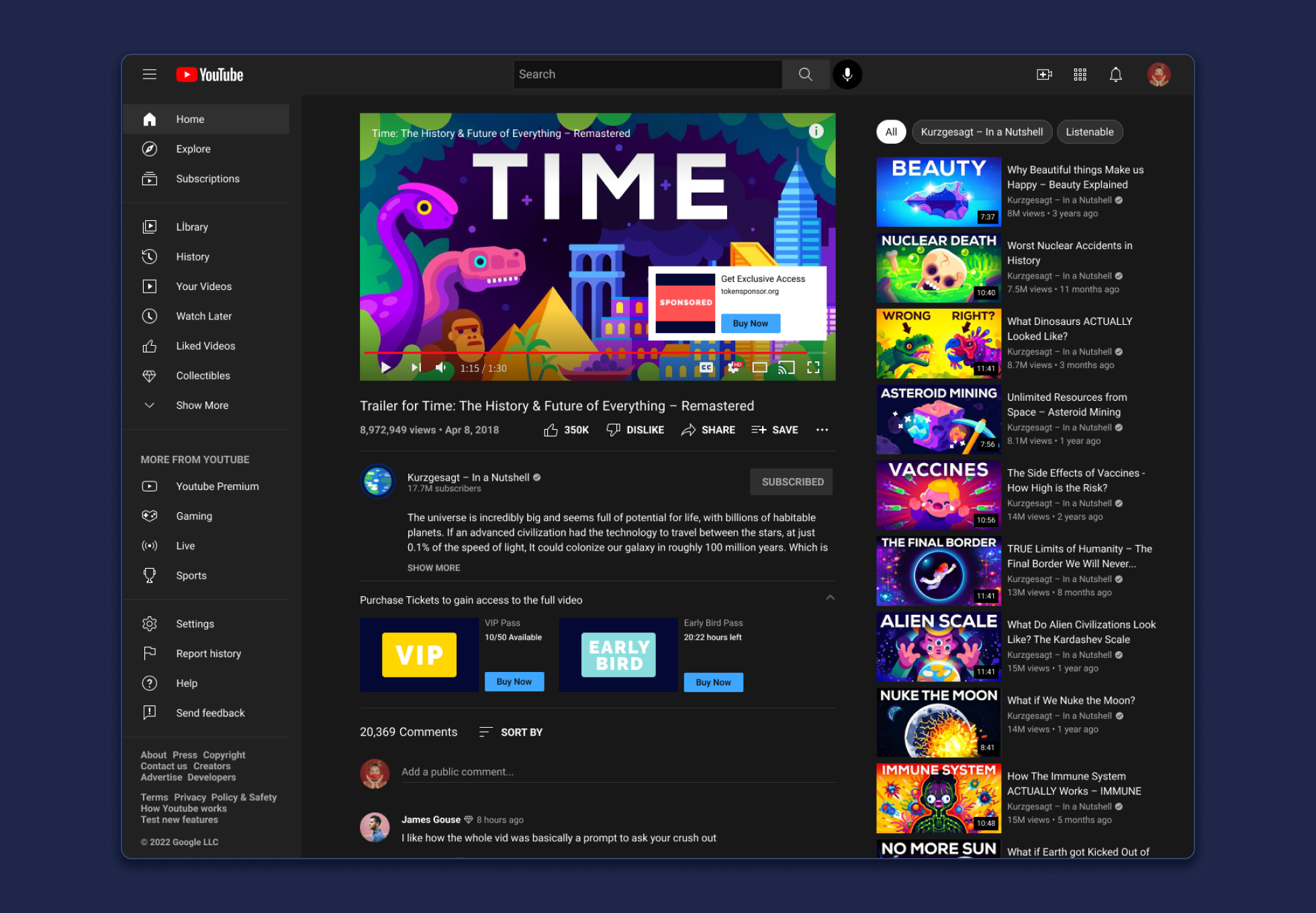 Youtube gated content view