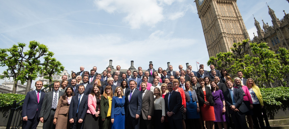 Former PM David Cameron poses for a group photo with the 2015 intake of Tory MPs Former PM David Cameron poses for a group photo with the 2015 intake of Tory MPs