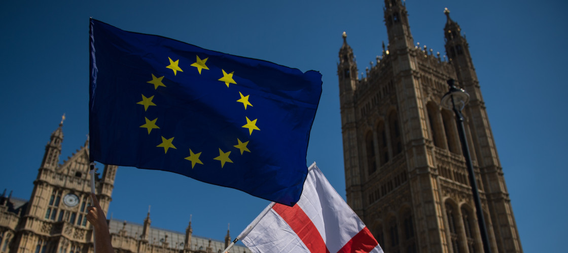 European Union flag outside Parliament, Brexit European Union flag outside Parliament, Brexit