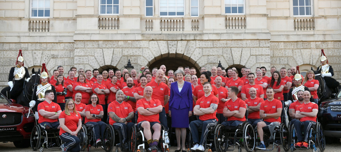 Theresa May attends the launch of the UK team for the Invictus Games Sydney 2018 at Horse Guards Parade in London Theresa May attends the launch of the UK team for the Invictus Games Sydney 2018 at Horse Guards Parade in London