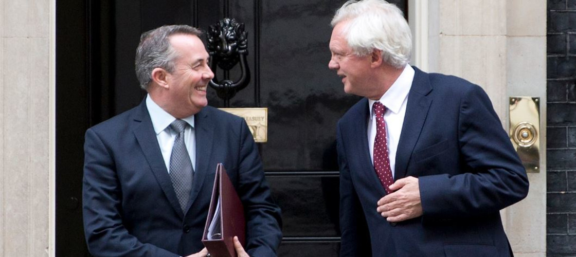 Liam Fox and David Davis outside No 10 Liam Fox and David Davis outside No 10