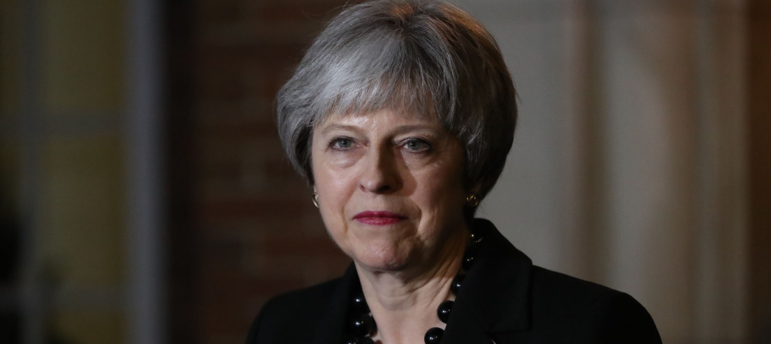 Theresa May speaking to reporters outside Stormont House yesterday Theresa May speaking to reporters outside Stormont House yesterday
