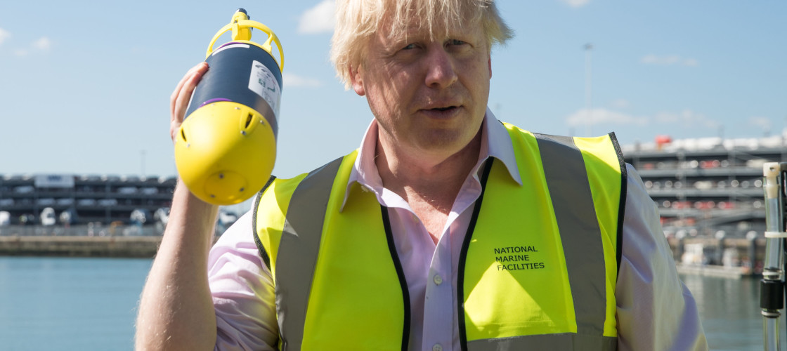 Foreign Secretary, Boris Johnson, holds a miniature autonomous submarine by ecoSUB robotics, during his visit to the National Oceanography Centre in Southampton ahead of the forthcoming FCO Oceans Strategy. Foreign Secretary, Boris Johnson, holds a miniature autonomous submarine by ecoSUB robotics, during his visit to the National Oceanography Centre in Southampton ahead of the forthcoming FCO Oceans Strategy.