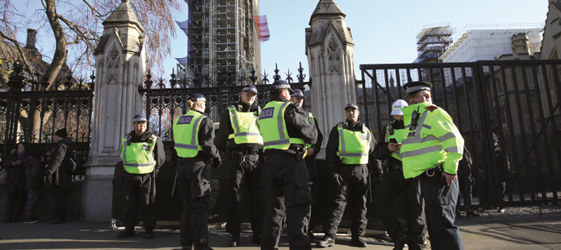 Police outside Parliament