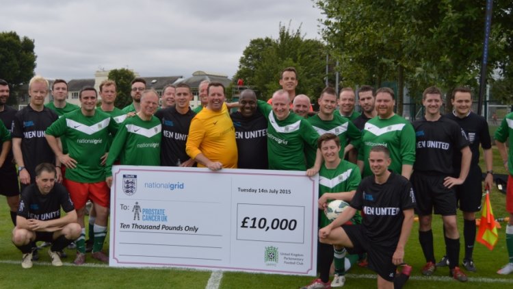 Parliament’s football team presents cancer charity with 10k