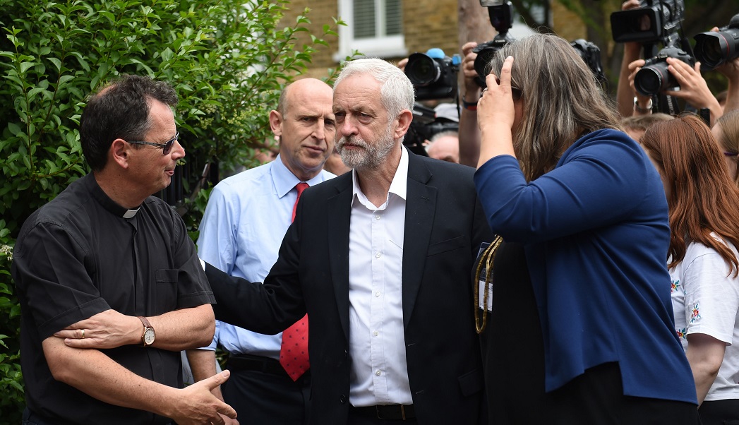 Jeremy Corbyn near the Grenfell site Jeremy Corbyn near the Grenfell site