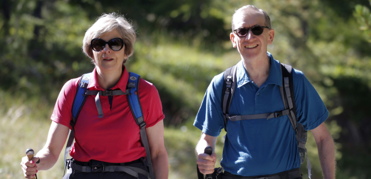 Theresa May and Philip May walking Theresa May and Philip May walking