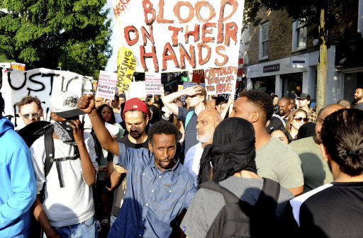 Protesters took to the streets after the Government's failure to respond properly to the Grenfell Tower traged Protesters took to the streets after the Government's failure to respond properly to the Grenfell Tower traged