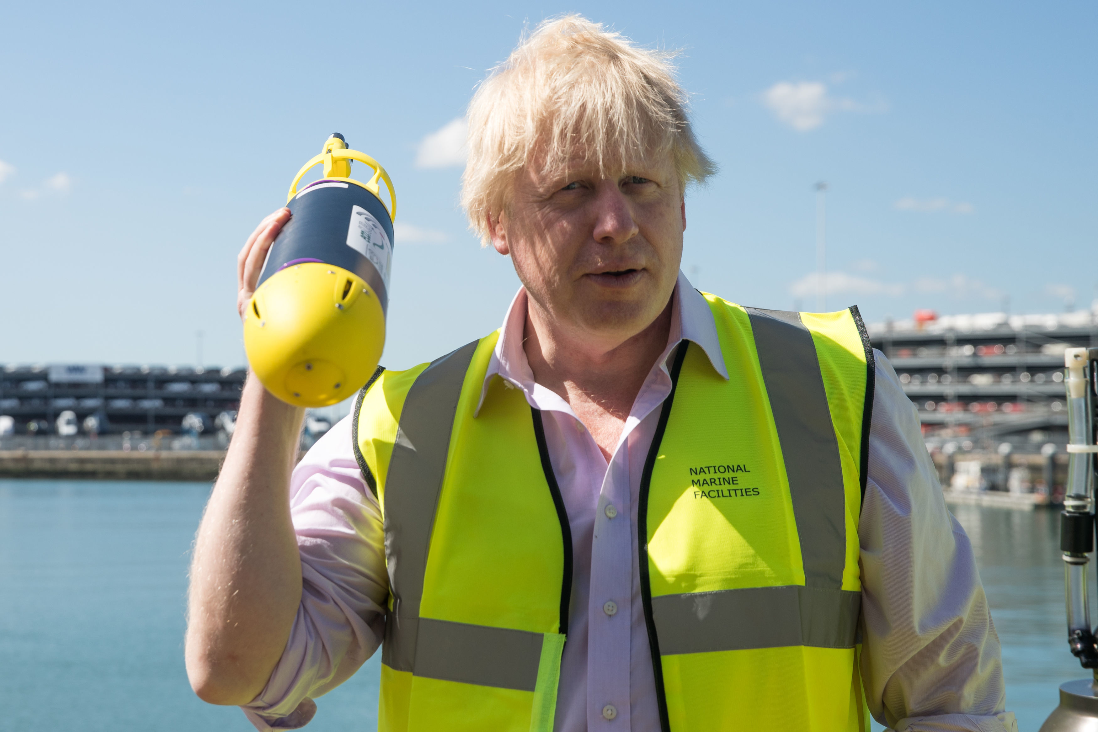 Foreign Secretary, Boris Johnson, holds a miniature autonomous submarine by ecoSUB robotics, during his visit to the National Oceanography Centre in Southampton ahead of the forthcoming FCO Oceans Strategy. Foreign Secretary, Boris Johnson, holds a miniature autonomous submarine by ecoSUB robotics, during his visit to the National Oceanography Centre in Southampton ahead of the forthcoming FCO Oceans Strategy.