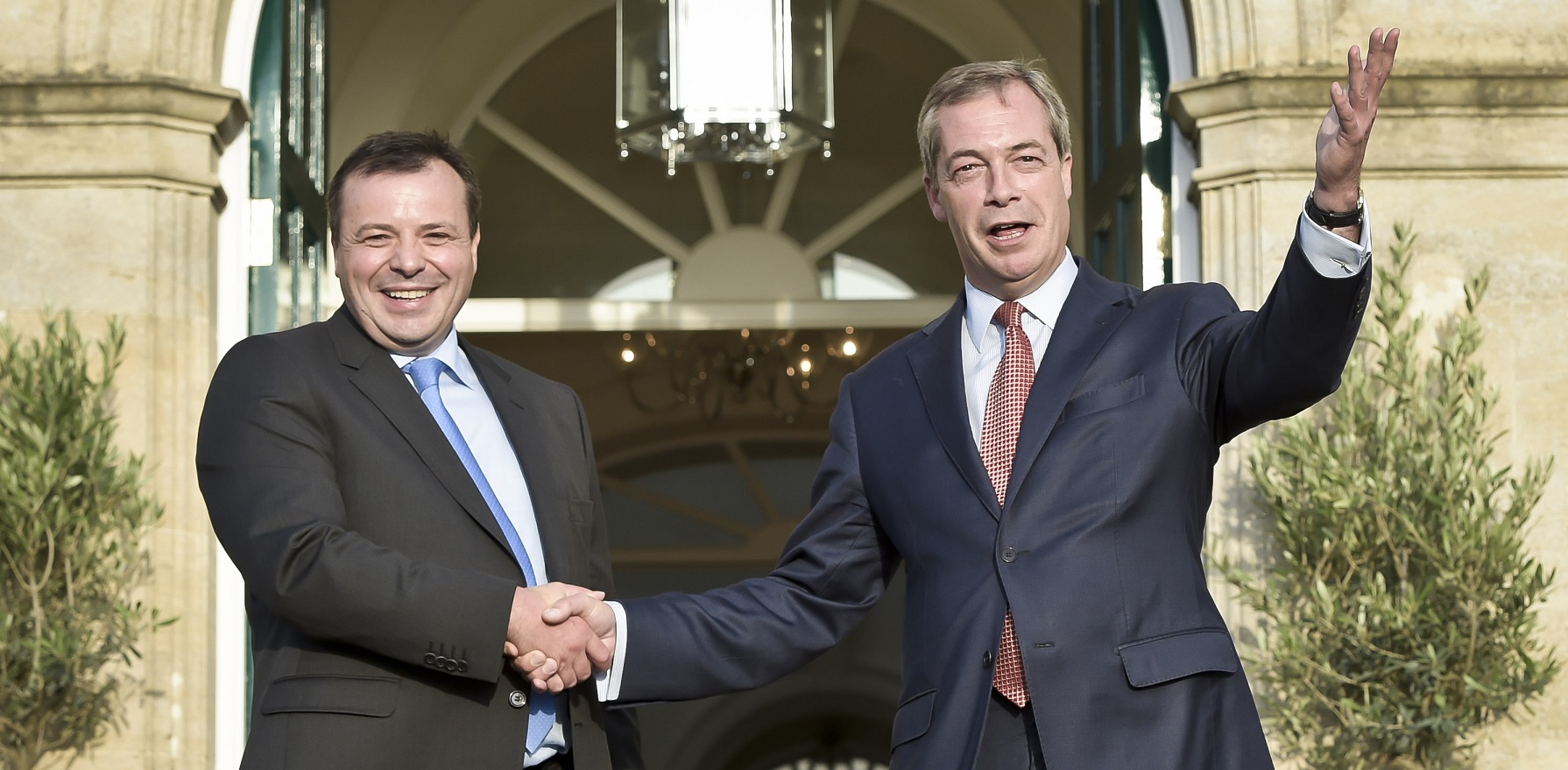 Arron Banks and Nigel Farage in 2014 Arron Banks and Nigel Farage in 2014
