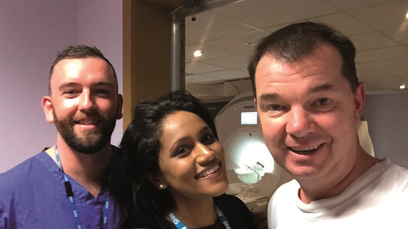 Guy Opperman (right) at his 5-year MRI Scan Guy Opperman (right) at his 5-year MRI Scan