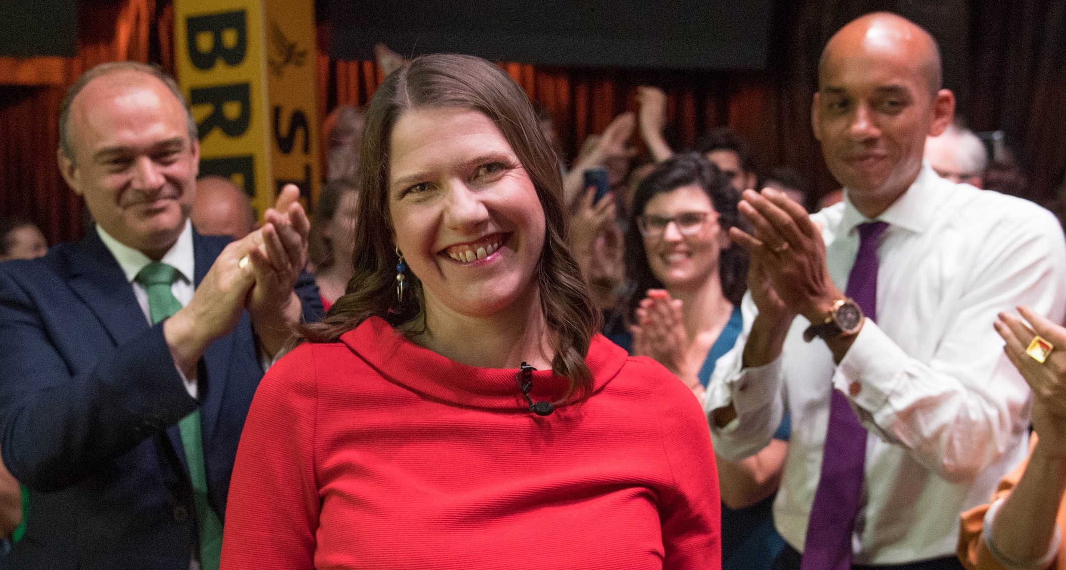 Jo Swinson at the Lib Dem event announcing her as leader Jo Swinson at the Lib Dem event announcing her as leader