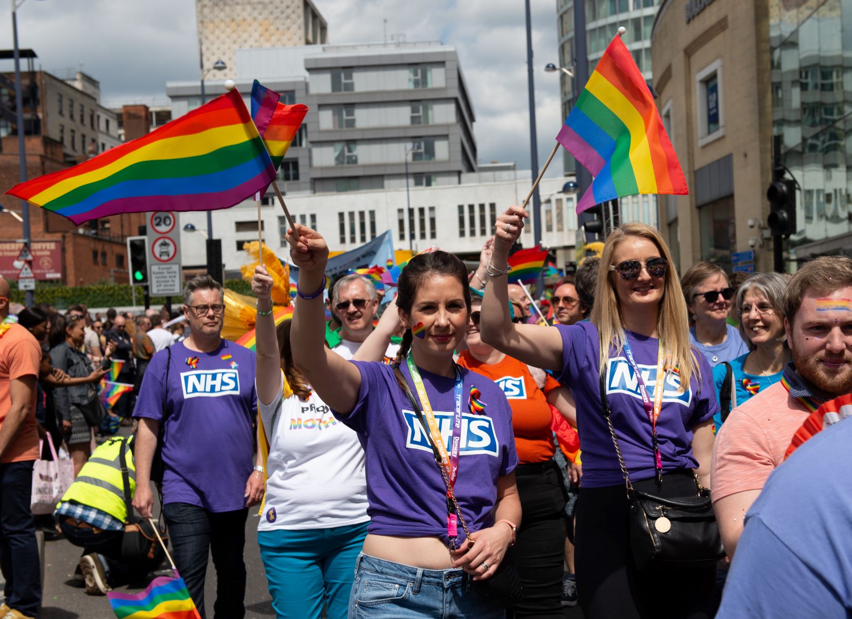 Representatives of the NHS taking part in the parade kickstarting Birmingham Pride 2019 Representatives of the NHS taking part in the parade kickstarting Birmingham Pride