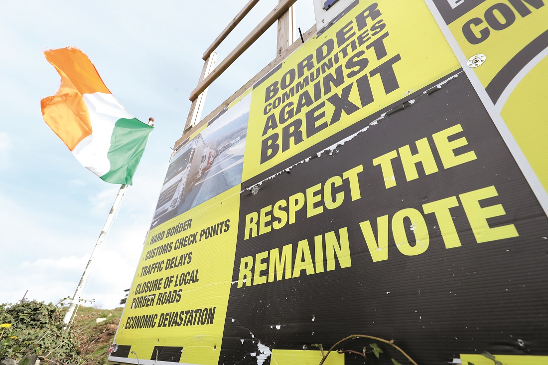 An anti Brexit sign in the village of Jonesborough, on the border between Dundalk in the Republic of Ireland and Newry in Northern Ireland. An anti Brexit sign in the village of Jonesborough, on the border between Dundalk in the Republic of Ireland and Newry in Northern Ireland.