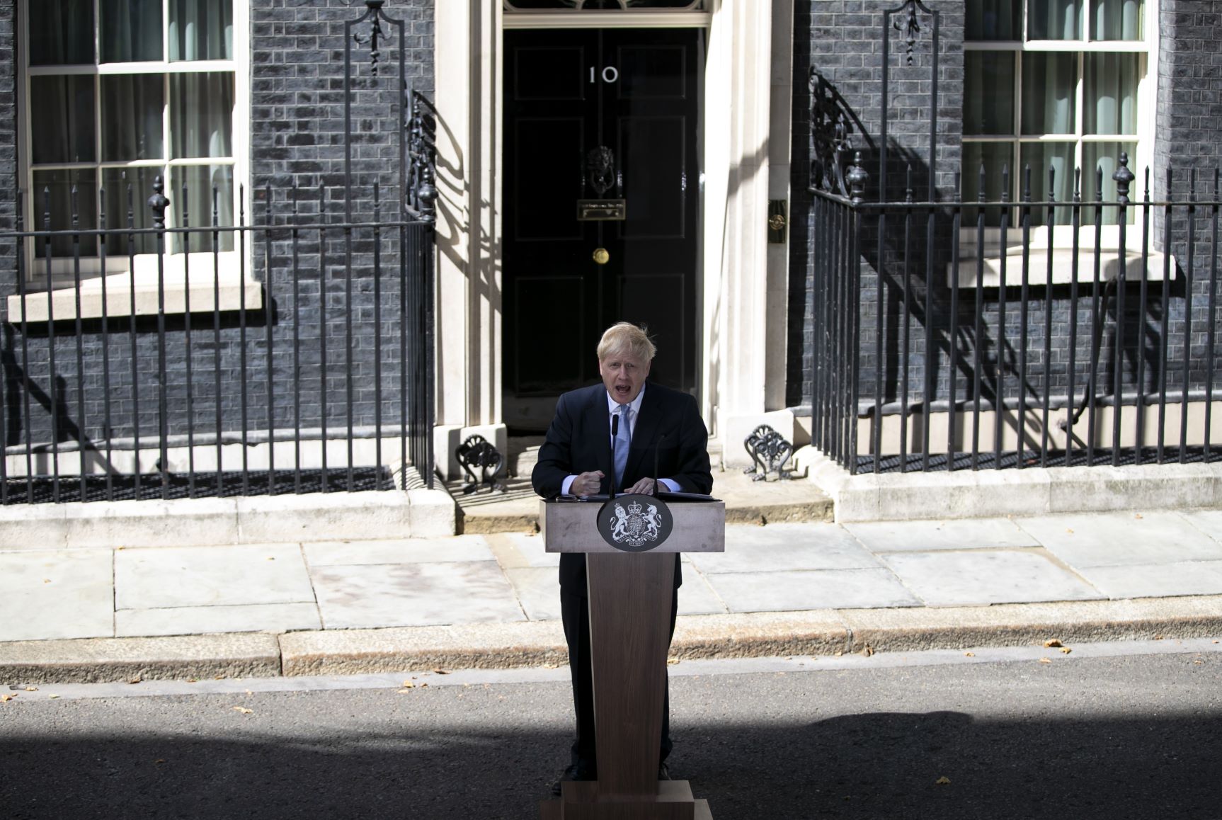 Britain's new Prime Minister Boris Johnson gives a speech at 10 Downing Street in London, Britain on July 24, 2019 Britain's new Prime Minister Boris Johnson gives a speech at 10 Downing Street in London, Britain on July 24, 2019