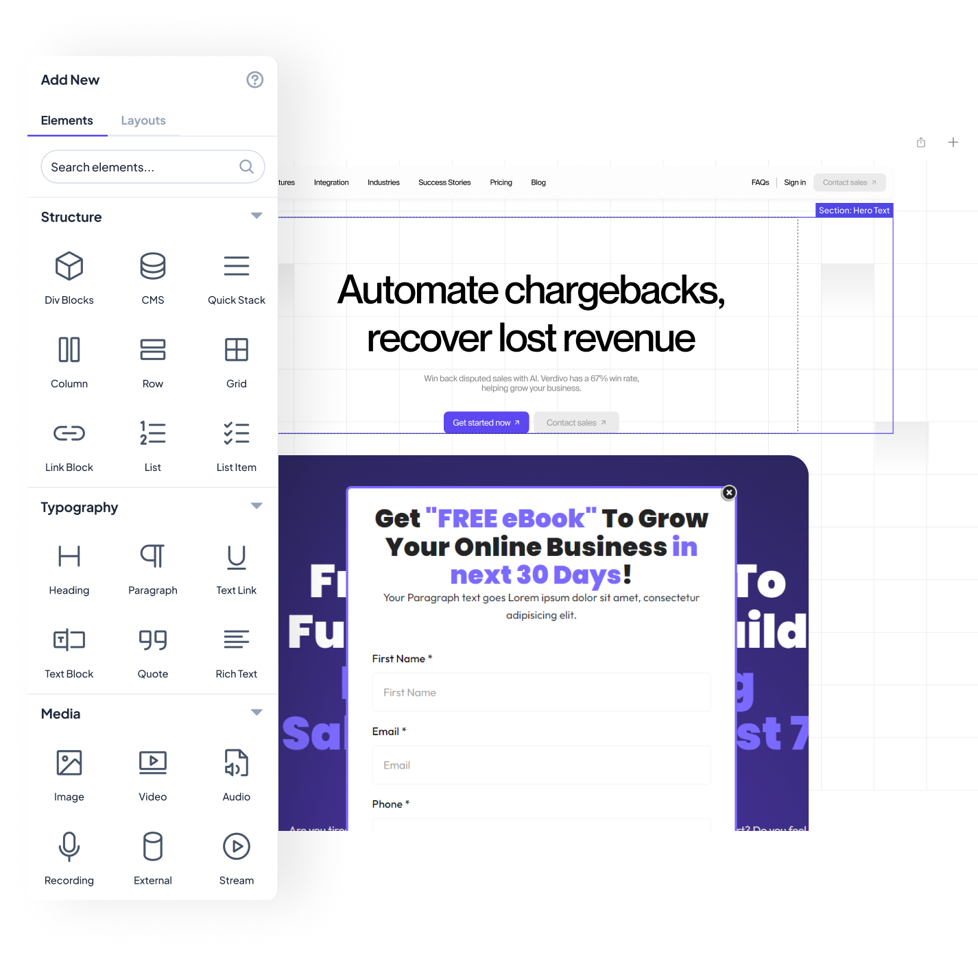 Capture leads — website builder with drag-and-drop forms, surveys, and landing pages