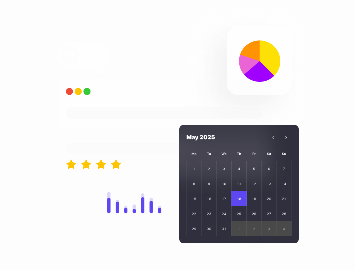 Capture tools — surveys, calendars, forms, and analytics dashboard