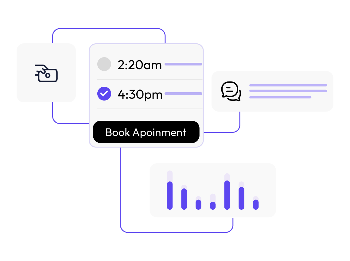 Close tools — appointment booking, scheduling, and analytics charts