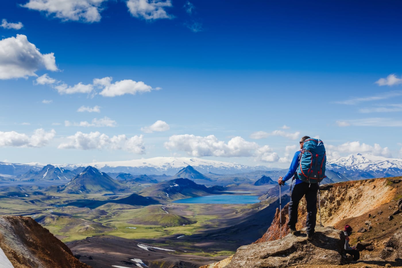 Hikers on the trail in Landmannalaugar highlands