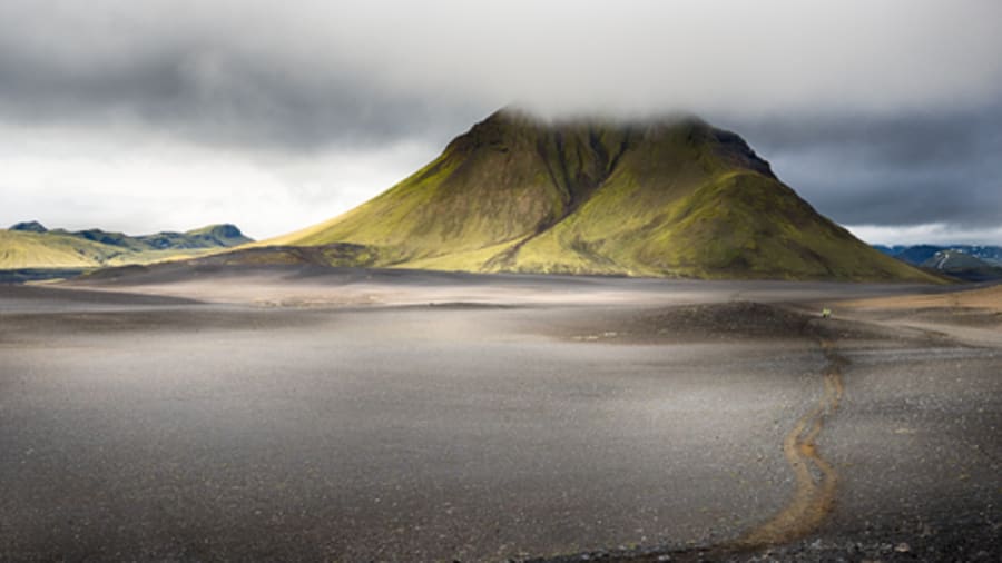 A foggy day at the Landmannalaugar camping grounds
