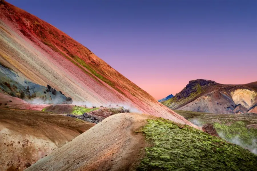 Mt Brennisteinsalda hiking trail with colorful sulfur mountains and geothermal features