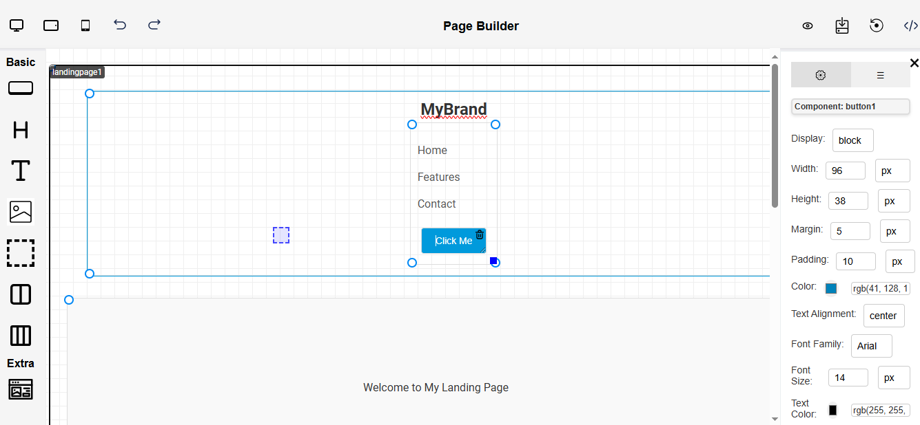 Screenshot of the Page builder