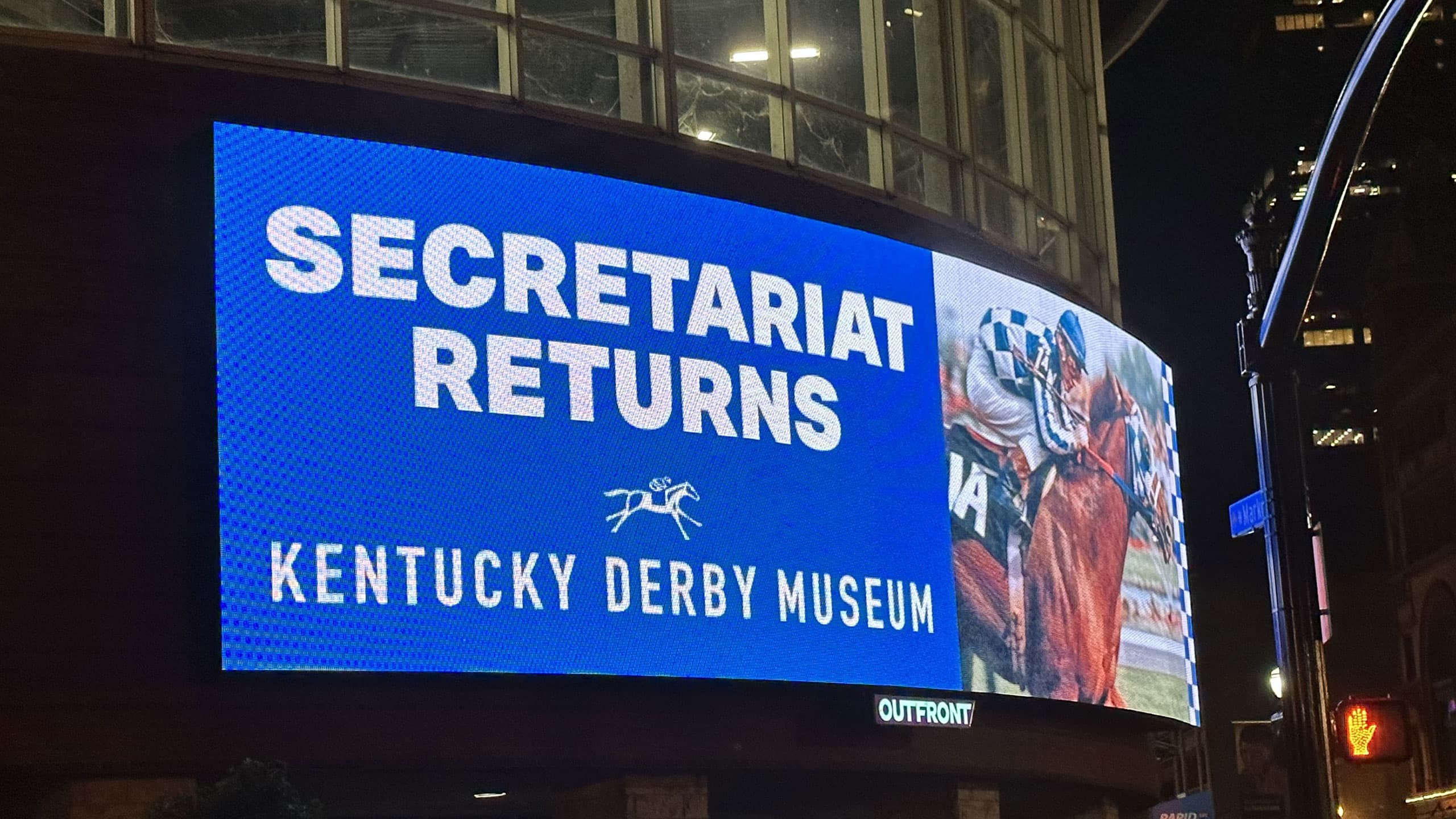 downtown louisville digital billboard secretariat returns