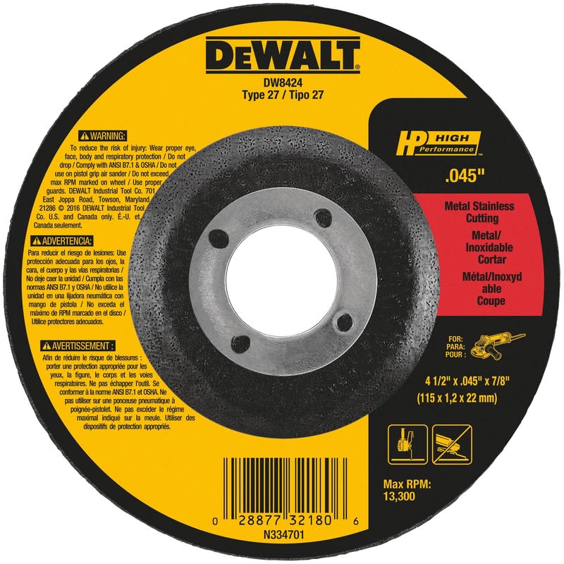 DWLT DISCO CORTE HP 4 1/2IN X 7/8IN