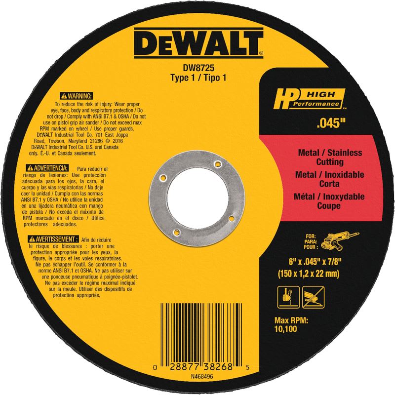 DEWALTDISCO DE CORTE 6IN X 7/8IN