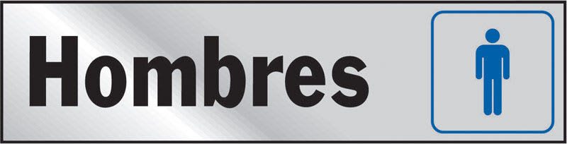 LETRERO HOMBRES ALUMINIO 2X8IN