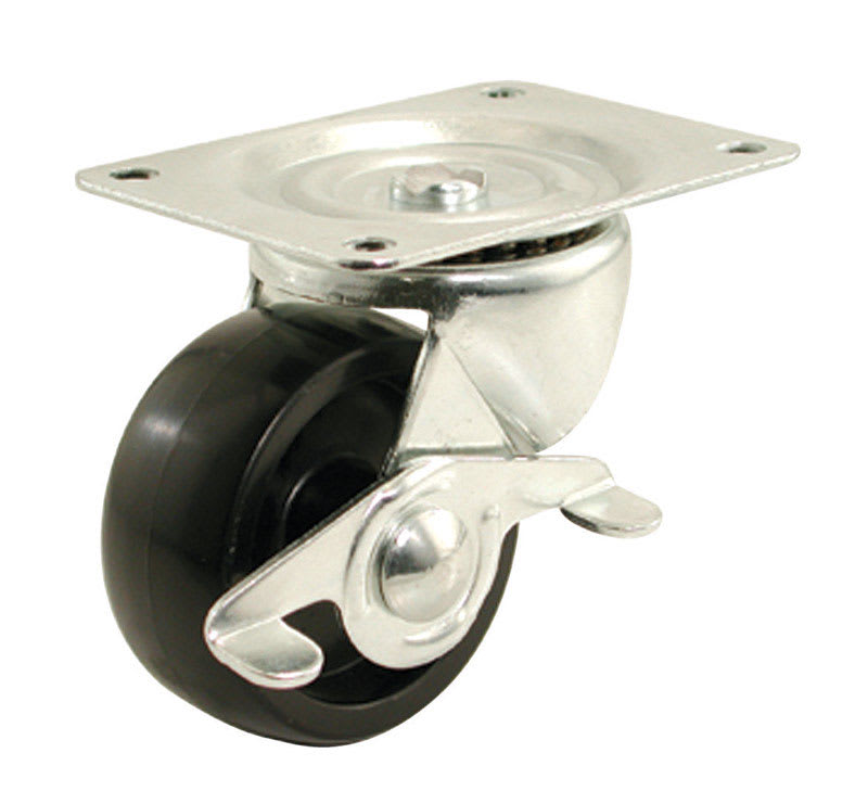 RUEDA POLY PLACA GIR C/FRENO 3IN