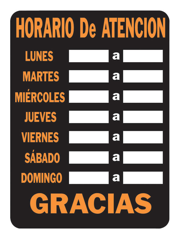 HY-KO SEÑ HORARIO ATENC 12INX9IN NAR