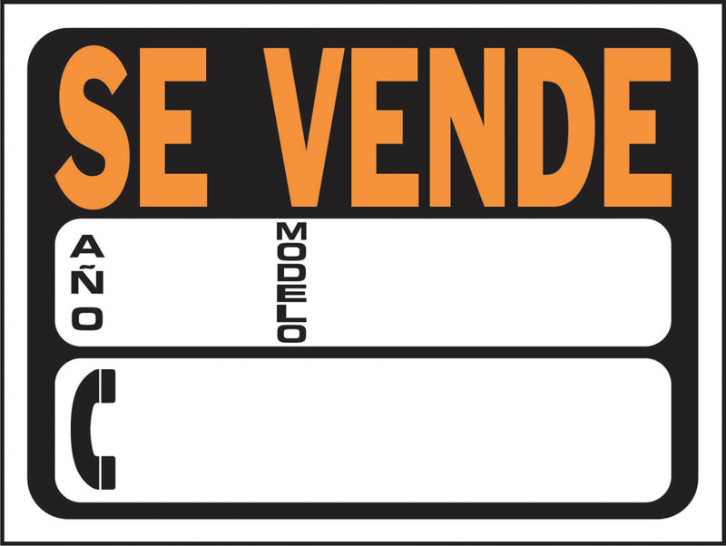 LETR PLST SE VENDE CARRO 9X12IN