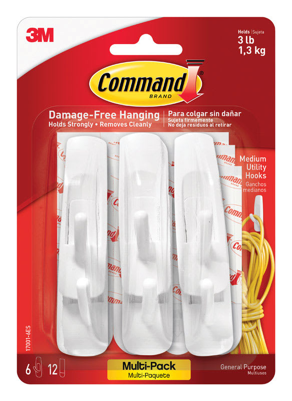 3M GANCHOS MED PLASTIC 3-7/8IN 6PZ