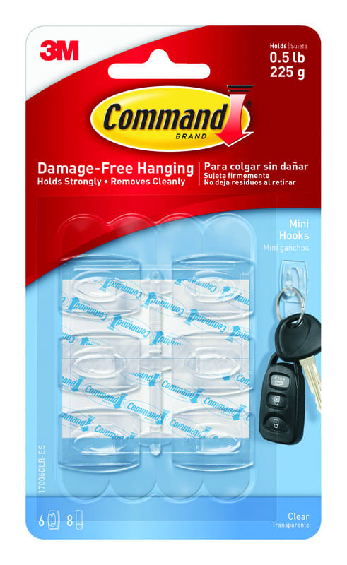 3M MINIGANCHO PLAST TRANSPA 11/8 6PZ