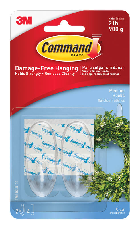 3M GANCHOS MEDIANO TRANSPARENTE 2PZ